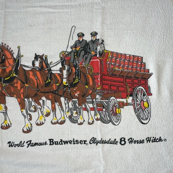 Vintage World Famous Budweiser Clydesdale 8 Horse Hitch Towel By Cannon 56" X 36 - Picture 3 of 6